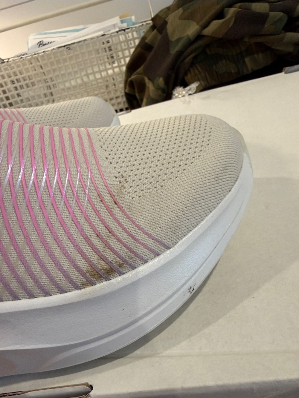 Skechers Slip-On Knit Sneakers in Cream and Pink - Picture 9 of 9
